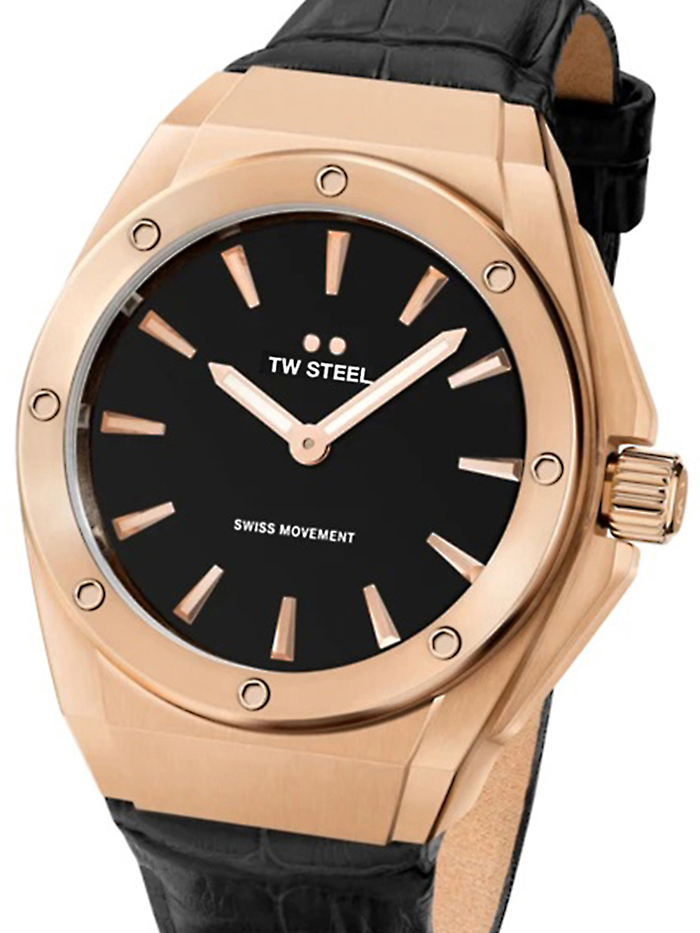 TW-Steel CEO Tech Roloi Batarias me Mavro Dermatino Louraki CE4026