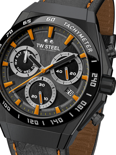 TW-Steel Fast Lane Limited Edition Ρολόι Χρονογράφος Μπαταρίας με Μαύρο Δερμάτινο Λουράκι CE4070