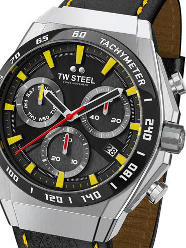TW-Steel Fast Lane Limited Edition Ρολόι Χρονογράφος Μπαταρίας με Μαύρο Δερμάτινο Λουράκι CE4071