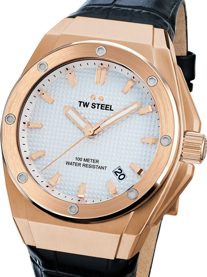 TW-Steel CEO Tech Roloi Batarias me Mavro Dermatino Louraki CE4109