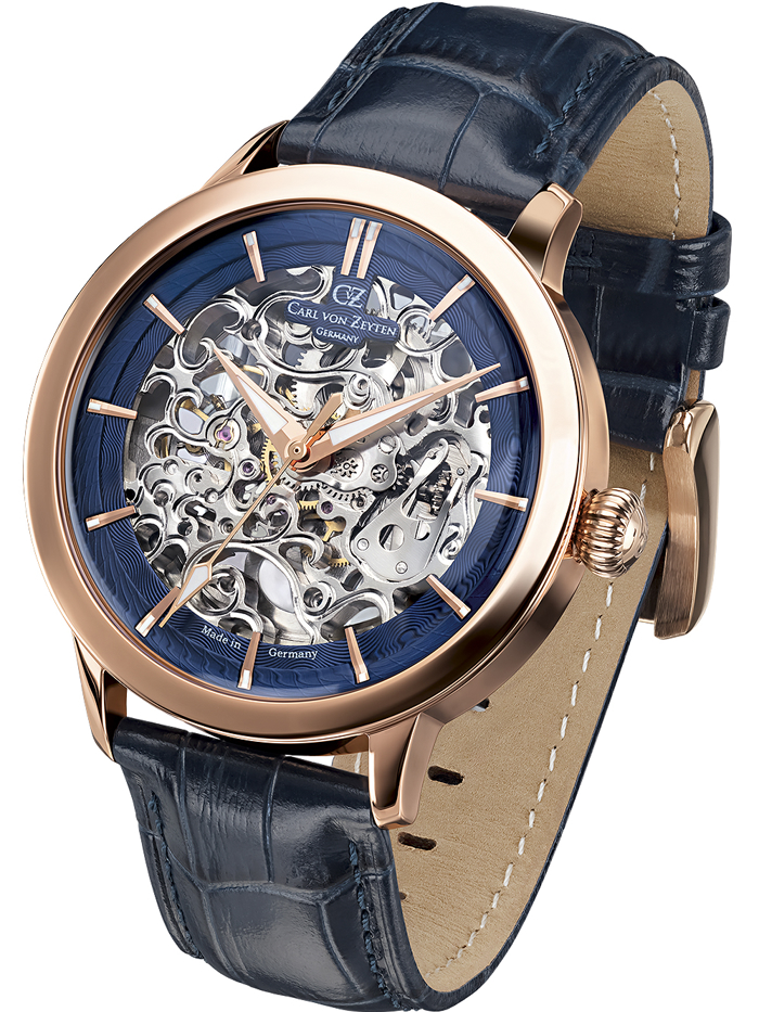 Carl von Zeyten Triberg Roloi Aftomato me Ble Dermatino Louraki CVZ0013RBLS