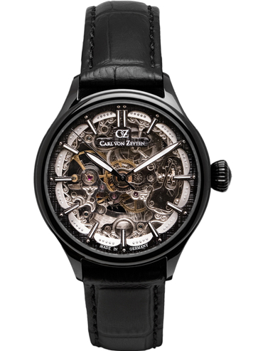 Carl von Zeyten Horbach Ρολόι Αυτόματο με Μαύρο Δερμάτινο Λουράκι CVZ0072BBKS