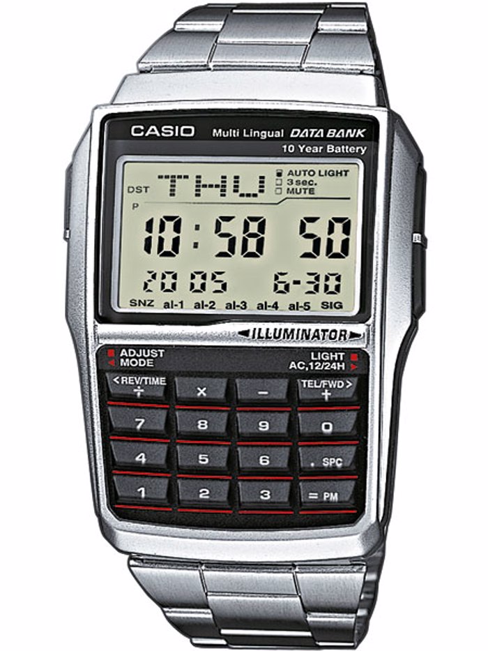 Casio Collection Data-Bank Roloi Xronogafos Batarias me Asimi Metalliko Brasele DBC-32D-1AES
