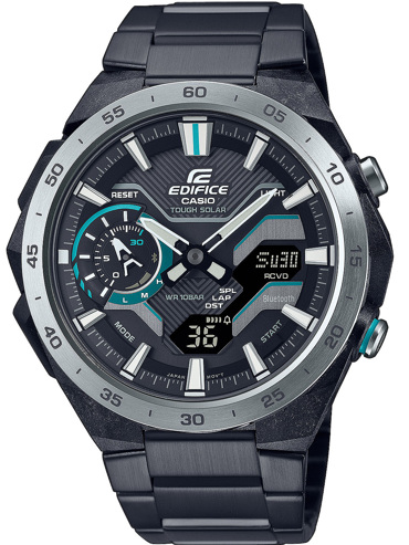 Casio Edifice Smartwatch Ρολόι Χρονογράφος Ηλιακής Ενέργειας με Μαύρο Μεταλλικό Μπρασελέ ECB-2200DD-1AEF