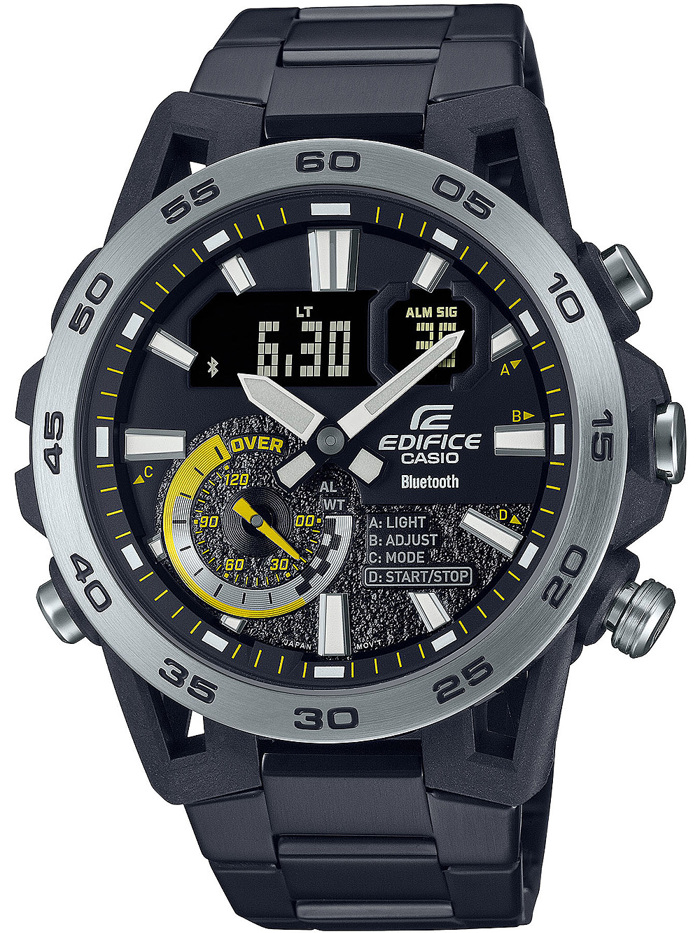 Casio Edifice Smartwatch Roloi Batarias me Mavro Metalliko Brasele ECB-40DC-1AEF