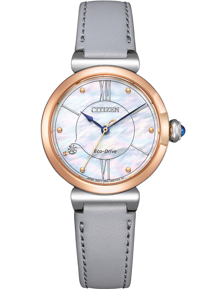 Citizen Eco-Drive Elegance Roloi Iliakis Energias me Ggri Oikologko Dermatino Louraki EM1074-15D