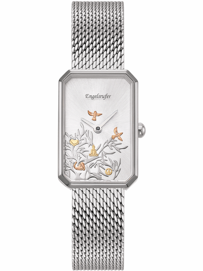 Engelsrufer Tree Of Life Roloi Batarias me Asimi Metalliko Brasele ERWA-TREE01-MS-RS