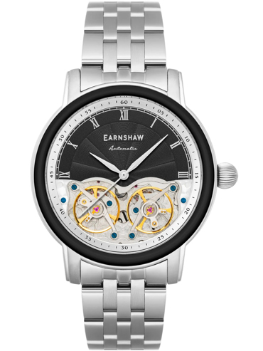 Thomas Earnshaw Longitude Double Barrel Ρολόι Αυτόματο με Ασημί Μεταλλικό Μπρασελέ ES-8255-11
