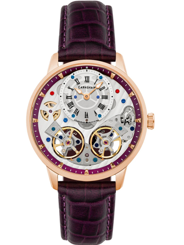 Thomas Earnshaw Brewster Double Barrel Ρολόι Αυτόματο με Μωβ Δερμάτινο Λουράκι ES-8273-06