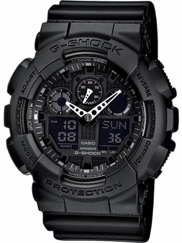 Casio G-Shock Ρολόι Χρονογράφος Μπαταρίας με Μαύρο Καουτσούκ Λουράκι GA-100-1A1ER