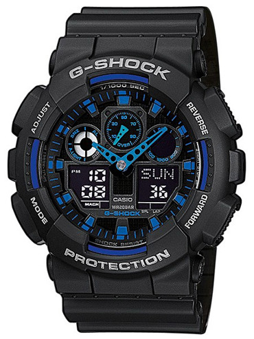 Casio G-Shock Ρολόι Χρονογράφος Μπαταρίας με Μαύρο Καουτσούκ Λουράκι GA-100-1A2ER