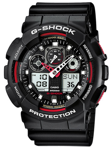 Casio G-Shock Ρολόι Χρονογράφος Μπαταρίας με Μαύρο Καουτσούκ Λουράκι GA-100-1A4ER
