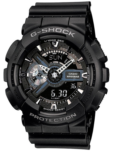 Casio G-Shock Ρολόι Χρονογράφος Μπαταρίας με Μαύρο Καουτσούκ Λουράκι GA-110-1BER
