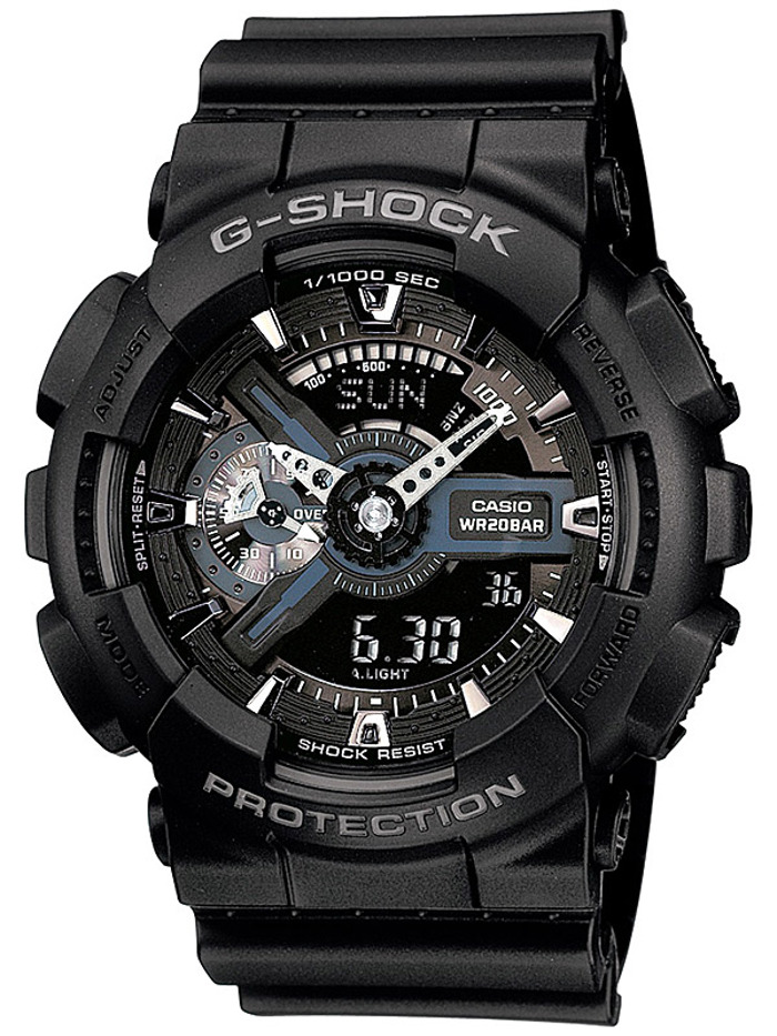 Casio G-Shock Roloi Xronogafos Batarias me Mavro Kaoutsouk Louraki GA-110-1BER