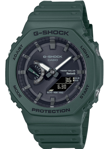 Casio G-Shock Smartwatch Ρολόι Ηλιακής Ενέργειας με Πράσινο Καουτσούκ Λουράκι GA-B2100-3AER