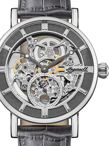 Ingersoll The Herald Ρολόι Αυτόματο με Γκρι Δερμάτινο Λουράκι I00402B
