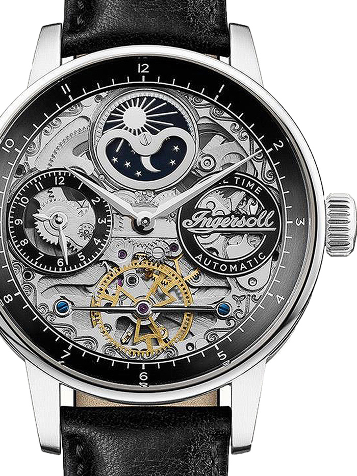 Ingersoll The Jazz Roloi Aftomato me Mavro Dermatino Louraki I07701