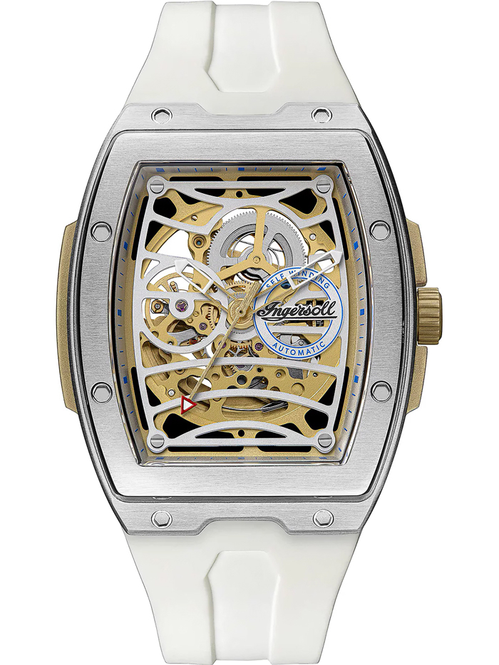 Ingersoll Challenger Roloi Aftomato me Lefko Kaoutsouk Louraki I12309