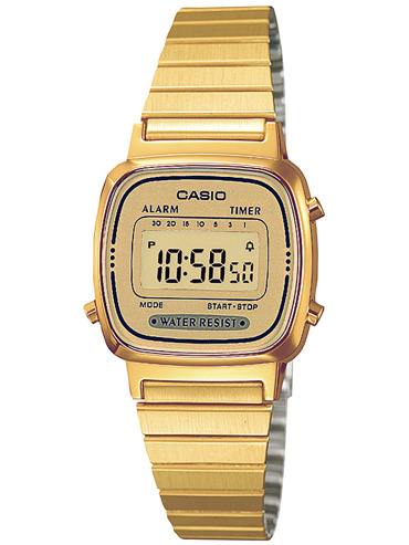 Casio Collection Ρολόι Χρονογράφος Μπαταρίας με Χρυσό Μεταλλικό Μπρασελέ LA670WEGA-9EF