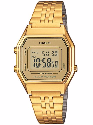 Casio Collection Ρολόι Μπαταρίας με Χρυσό Μεταλλικό Μπρασελέ LA680WEGA-9ER