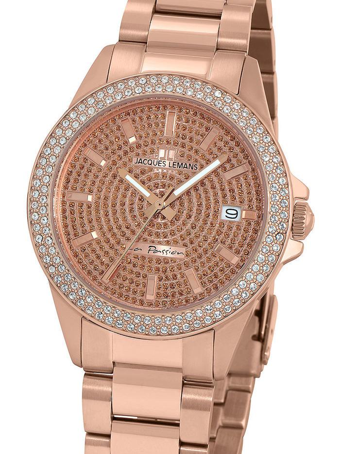 Jacques Lemans La Passion Roloi Batarias me Roz Xruso Metalliko Brasele LP-129B