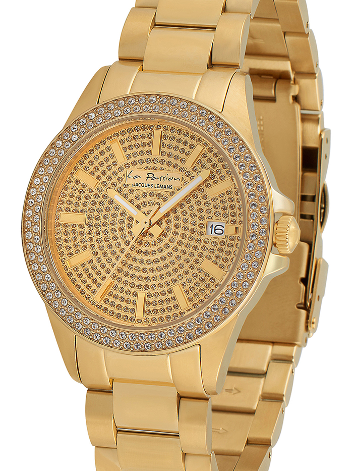 Jacques Lemans La Passion Roloi Batarias me Roz Xruso Metalliko Brasele LP-129C