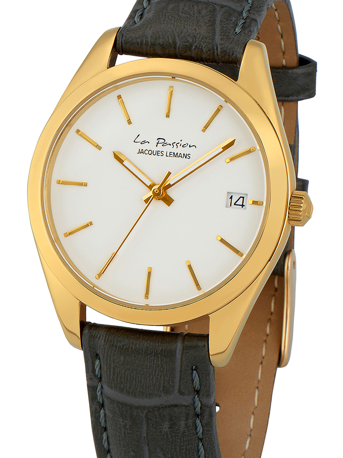 Jacques Lemans La Passion Roloi Batarias me Ggri Dermatino Louraki LP-132K