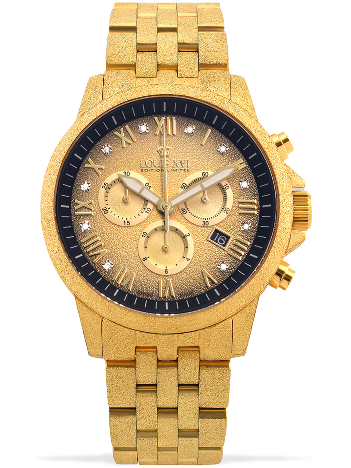 Louis XVI Aramis Frosted Roloi Xronogafos Batarias me Xruso Metalliko Brasele LXVI1080