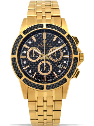 Louis XVI Majesté Ρολόι Χρονογράφος Μπαταρίας με Χρυσό Μεταλλικό Μπρασελέ LXVI1103