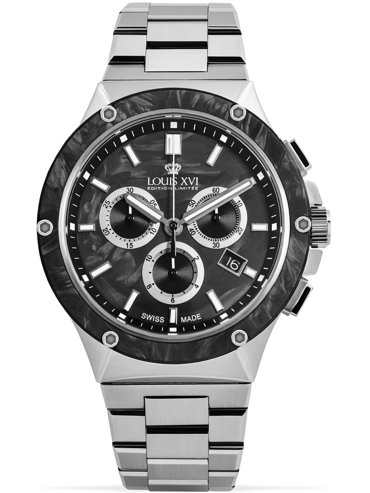 Louis XVI Le Monarque Ρολόι Χρονογράφος Μπαταρίας με Ασημί Μεταλλικό Μπρασελέ LXVI1210