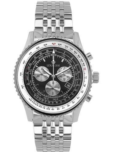 Louis XVI Artagnan Ρολόι Χρονογράφος Μπαταρίας με Ασημί Μεταλλικό Μπρασελέ LXVI580