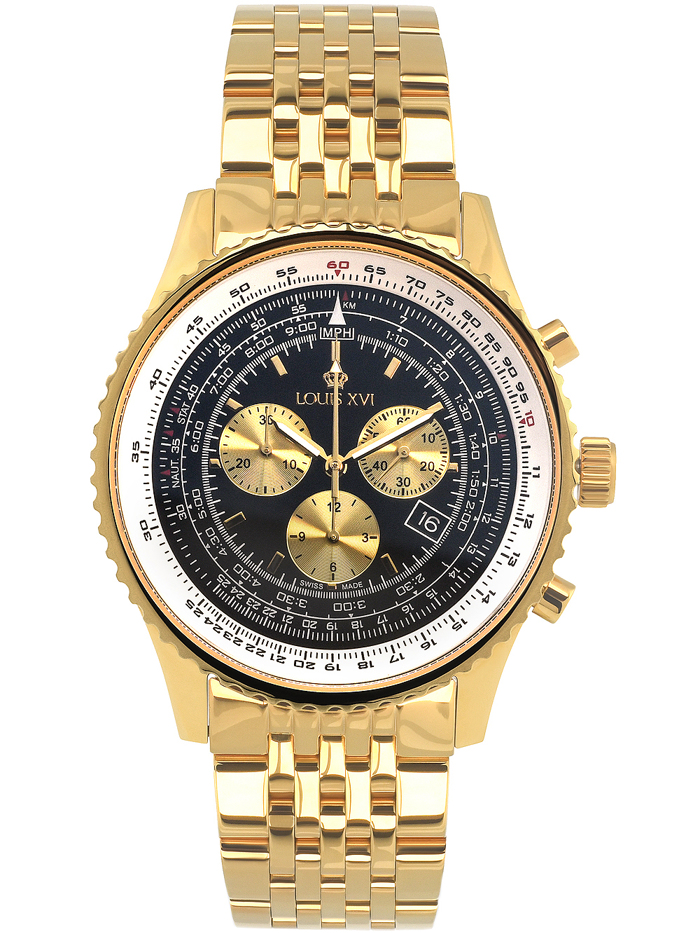 Louis XVI Artagnan Roloi Xronogafos Batarias me Xruso Metalliko Brasele LXVI595