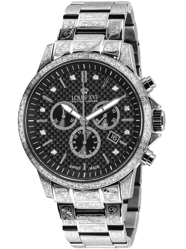 Louis XVI Palais Royale Ρολόι Χρονογράφος Μπαταρίας με Ασημί Μεταλλικό Μπρασελέ LXVI893