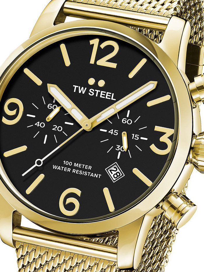 TW-Steel Maverick Roloi Xronogafos Batarias me Xruso Metalliko Brasele MB24