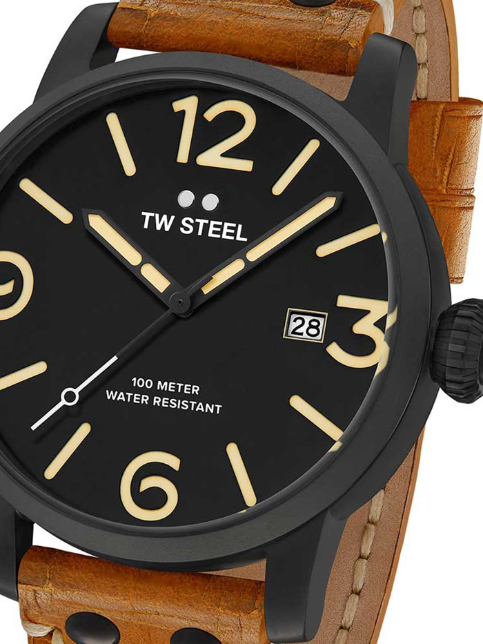 TW-Steel Maverick Roloi Batarias me Kafe Dermatino Louraki MS31