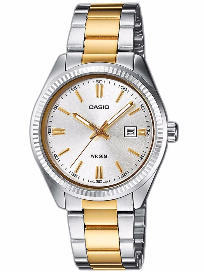 Casio Collection Roloi Batarias me Xruso / Asimi Metalliko Brasele MTP-1302PSG-7AVEF