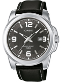 Casio Collection Roloi Batarias me Mavro Dermatino Louraki MTP-1314PL-8AVEF