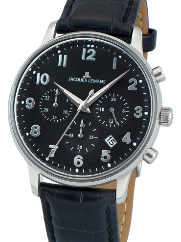 Jacques Lemans Retro Classic Ρολόι Χρονογράφος Μπαταρίας με Μαύρο Δερμάτινο Λουράκι N-209ZI