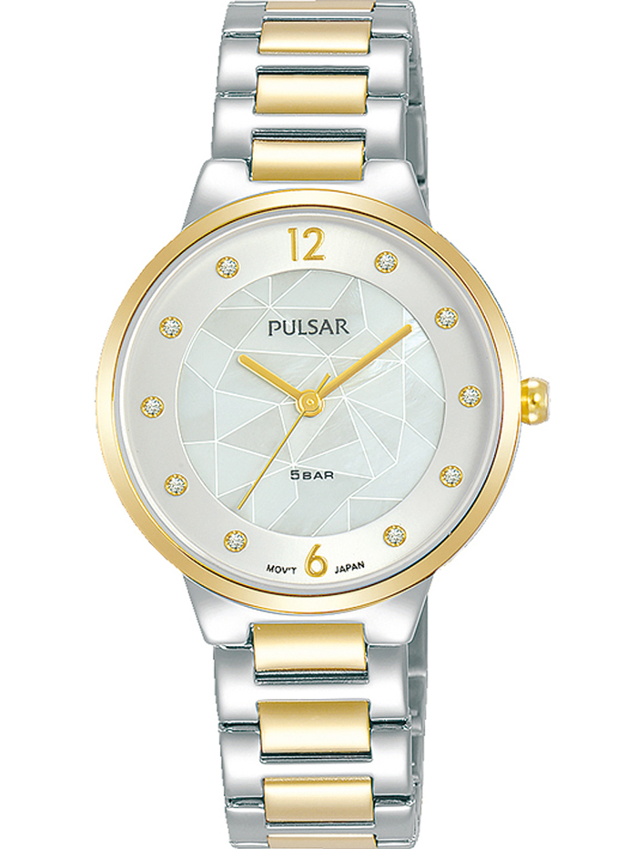 Pulsar Roloi Batarias me Xruso / Asimi Metalliko Brasele PH8514X1