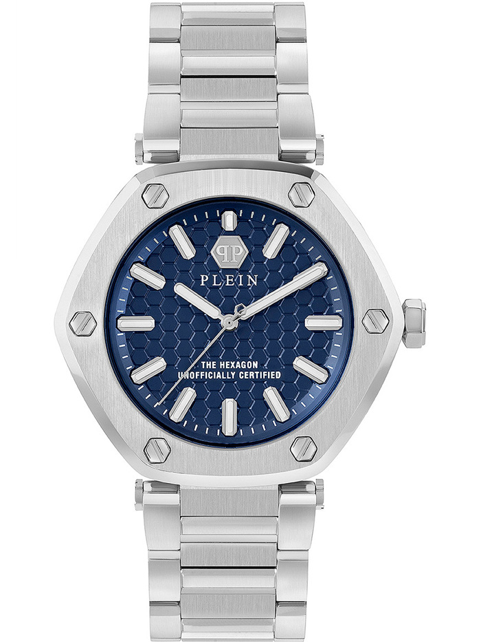 Philipp Plein The Hexagon Roloi Batarias me Asimi Metalliko Brasele PW1BA0423