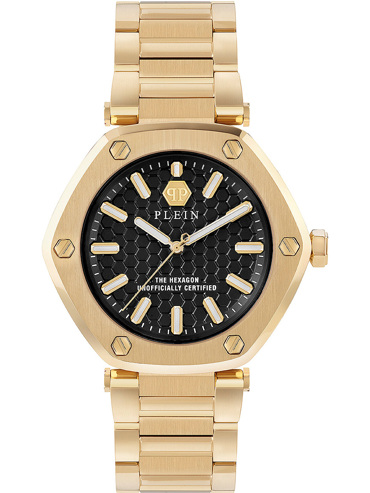 Philipp Plein The Hexagon Ρολόι Μπαταρίας με Χρυσό Μεταλλικό Μπρασελέ PW1BA0623