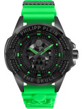 Philipp Plein The Skull Roloi Batarias me Prasino Kaoutsouk Louraki PWAAA2524