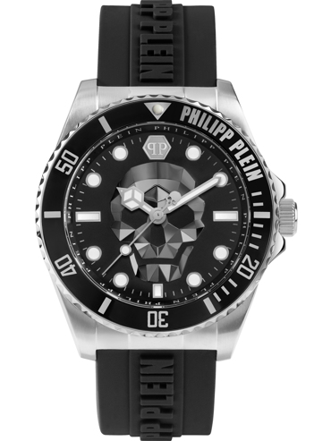 Philipp Plein The $kull Diver Ρολόι Μπαταρίας με Μαύρο Καουτσούκ Λουράκι PWOAA0122