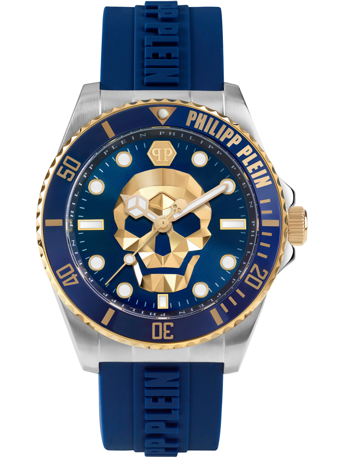 Philipp Plein The $kull Diver Roloi Batarias me Ble Kaoutsouk Louraki PWOAA0222
