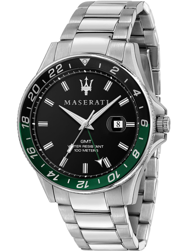 Maserati Sfida GMT Ρολόι Μπαταρίας με Ασημί Μεταλλικό Μπρασελέ R8853140005