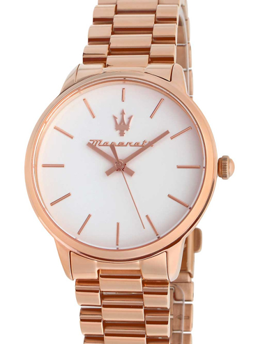Maserati Royale Ρολόι Μπαταρίας με Ροζ Χρυσό Μεταλλικό Μπρασελέ R8853147506