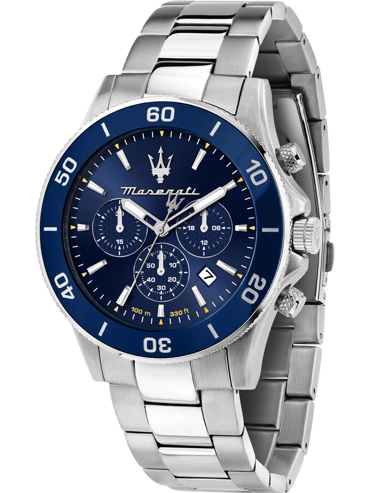 Maserati Competizione Ρολόι Χρονογράφος Μπαταρίας με Ασημί Μεταλλικό Μπρασελέ R8873600002