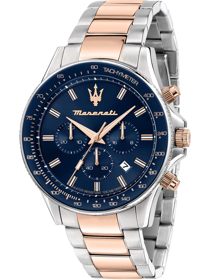 Maserati Sfida Roloi Xronogafos Batarias me Roz Xruso / Asimi Metalliko Brasele R8873640022