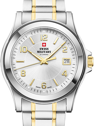 Swiss Military by Chrono Ρολόι Μπαταρίας με Χρυσό / Ασημί Μεταλλικό Μπρασελέ SM34002.26