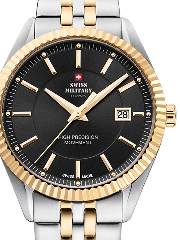 Swiss Military by Chrono Roloi Batarias me Xruso / Asimi Metalliko Brasele SM34065.04